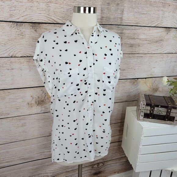 Rails Britt Button Down Hearts on‎ Fire White Shirt Size Extra Small - Picture 3 of 9